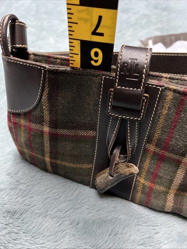 Lauren Ralph Lauren Plaid Wool Mini Handbag Purse Leather Strap *Flaw* - Picture 14 of 15