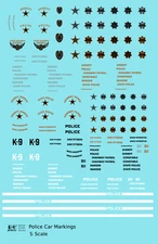 K4 S 1:64 Scale Decals Police Car Markings Gold, Silver Black and White