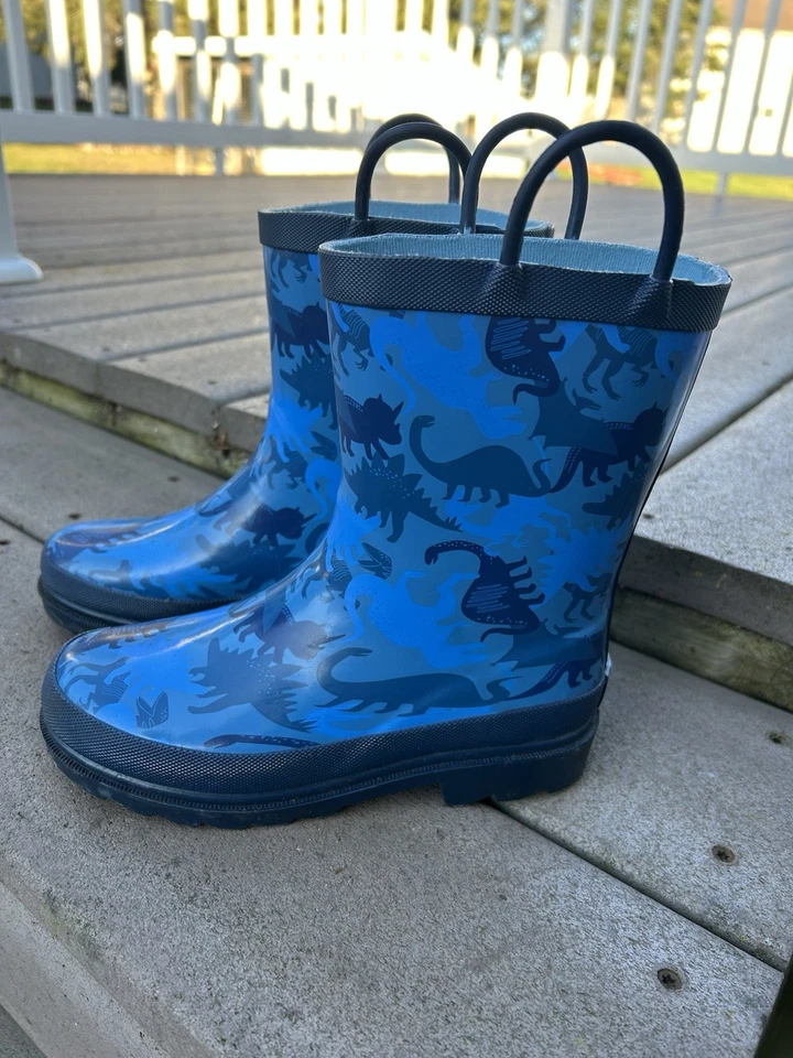Niños Niñas Botas de Lluvia Lily and Dan Azul Dinosaurio Talla 13/1 Excelente Estado Foto 4 de 4