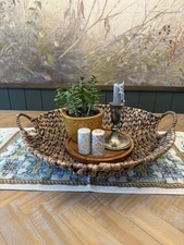 Decorative Basket With Handles Round 18 Inches Diameter