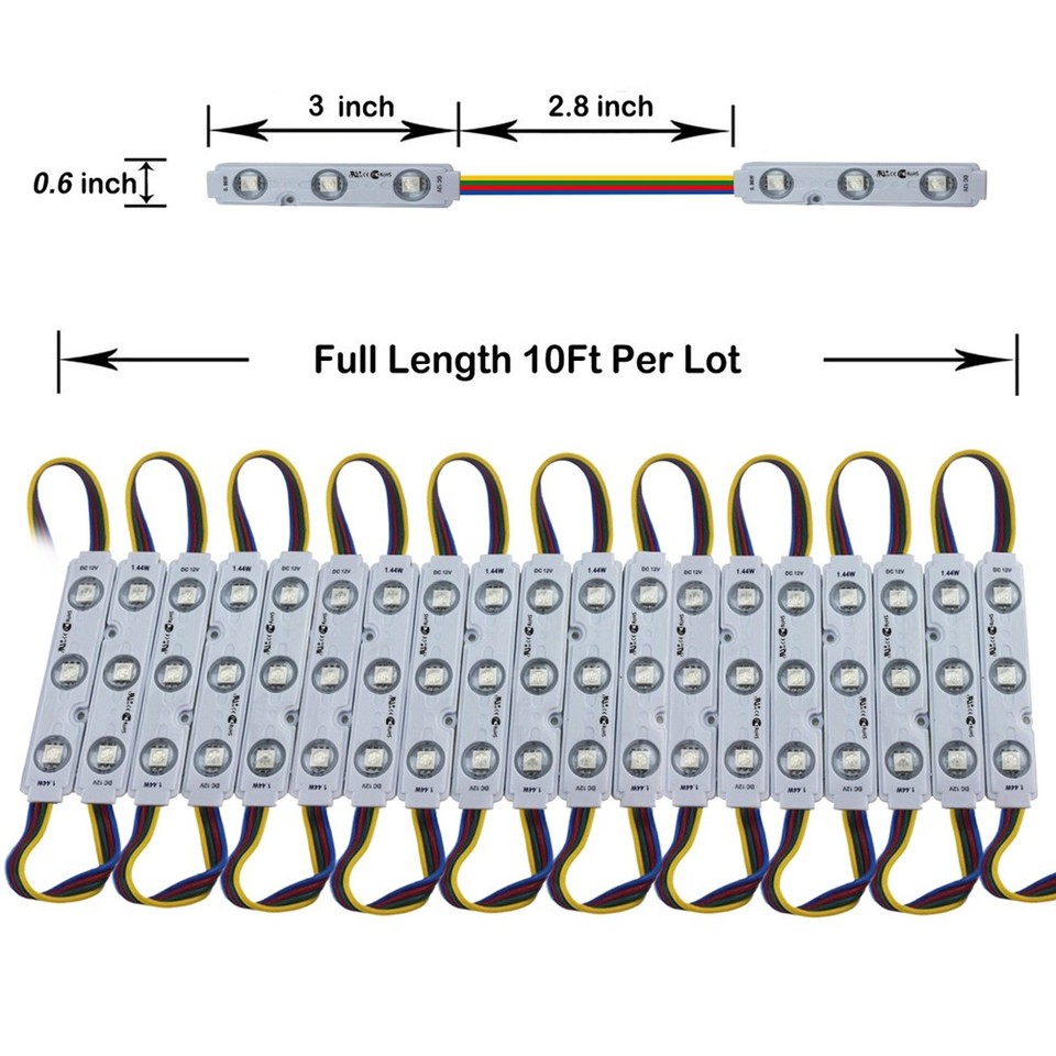 RGB SMD 5050 3 LED Module Light 12V For Sign Letter Channel Lamp Store ...