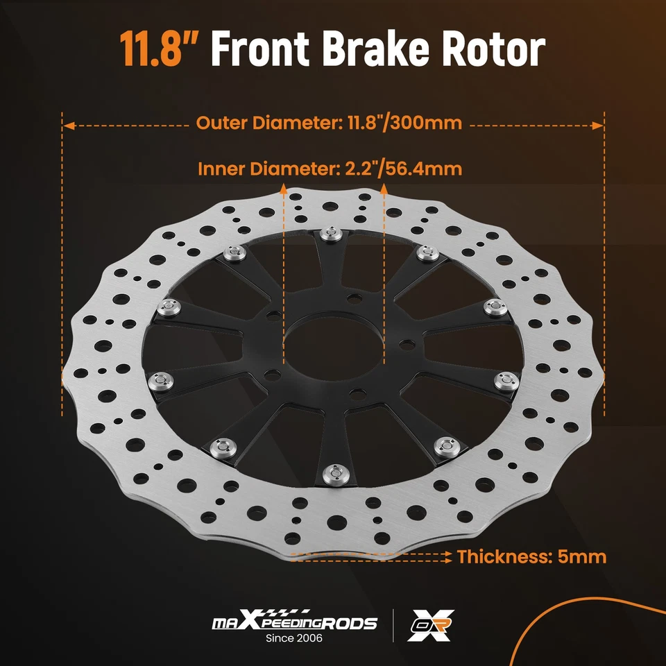 2 peças 11,8" rotor de freio dianteiro para Harley CVO Street Glide Road Glide 2014-2021 - Imagem 3 de 4