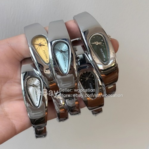Y2K Women's Chic Watch Bracelet 316l Steel Vintage Teardrop Quartz 2000s Blue - Picture 2 of 11