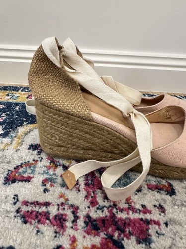 Castaner Wedge Espadrilles Rosa Palo Pink Lace Up Ballet Wedge Heels Eu 39 Aus 8 - Picture 9 of 12