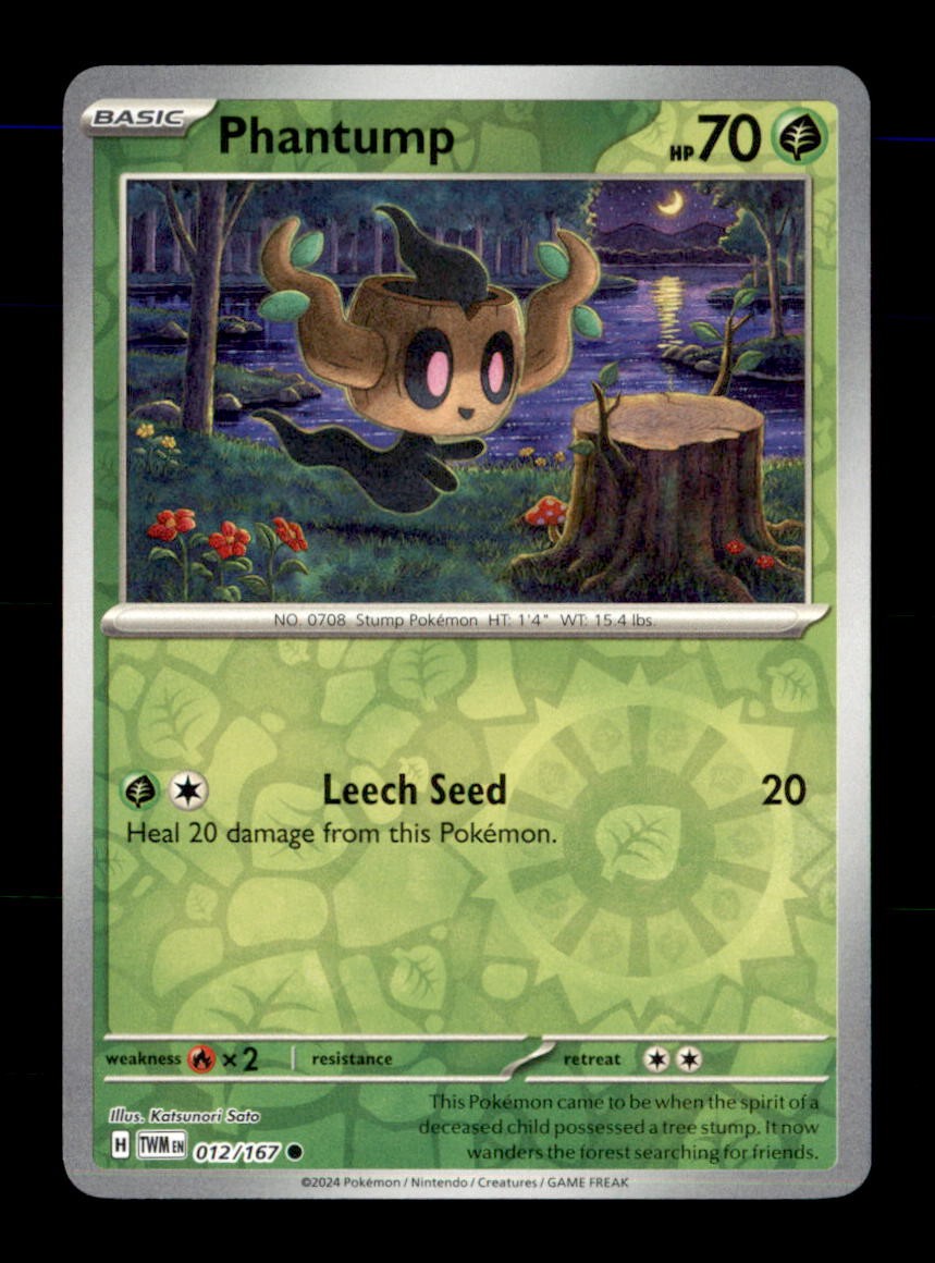 Phantump 012/167 Common Twilight Masquerade Pokemon Reverse Holo Near Mint