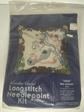 Something Special Violet Unicorn Longstitch Needlepoint Kit Crewel Wool Vtg 1981
