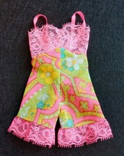 Vintage Barbie Under Liners TEDDY Bodysuit Pink Lace 70s