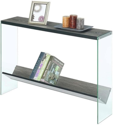 Soho Glass Console Table 42'' - Modern Sofa Table with Storage Shelf, Narrow Entr