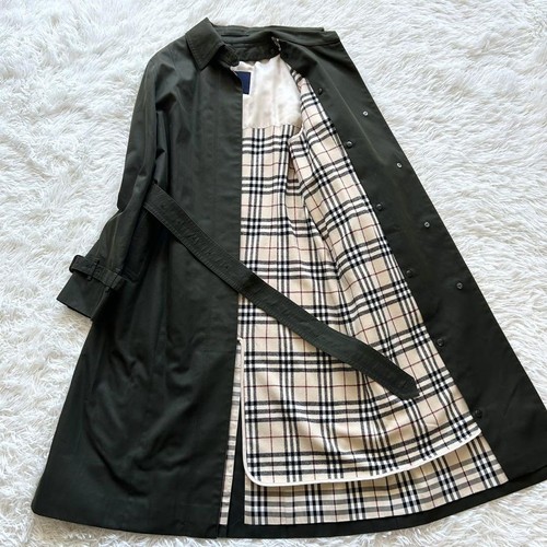 Abrigo forro y cinturón BurberryLondon verde oscuro cuello alto para mujer talla M excelente - Imagen 12 de 24