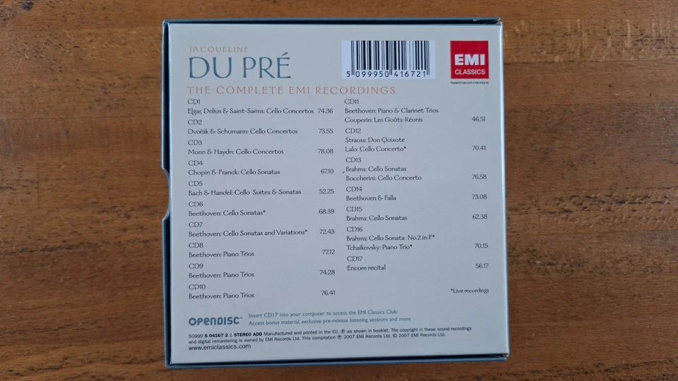 17cd box 5041672 du pré complete emi ex+/nm - Image 2 of 3