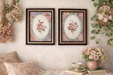 Framed Floral Botanical Art Print Set of 2 Portrait Cottage Core