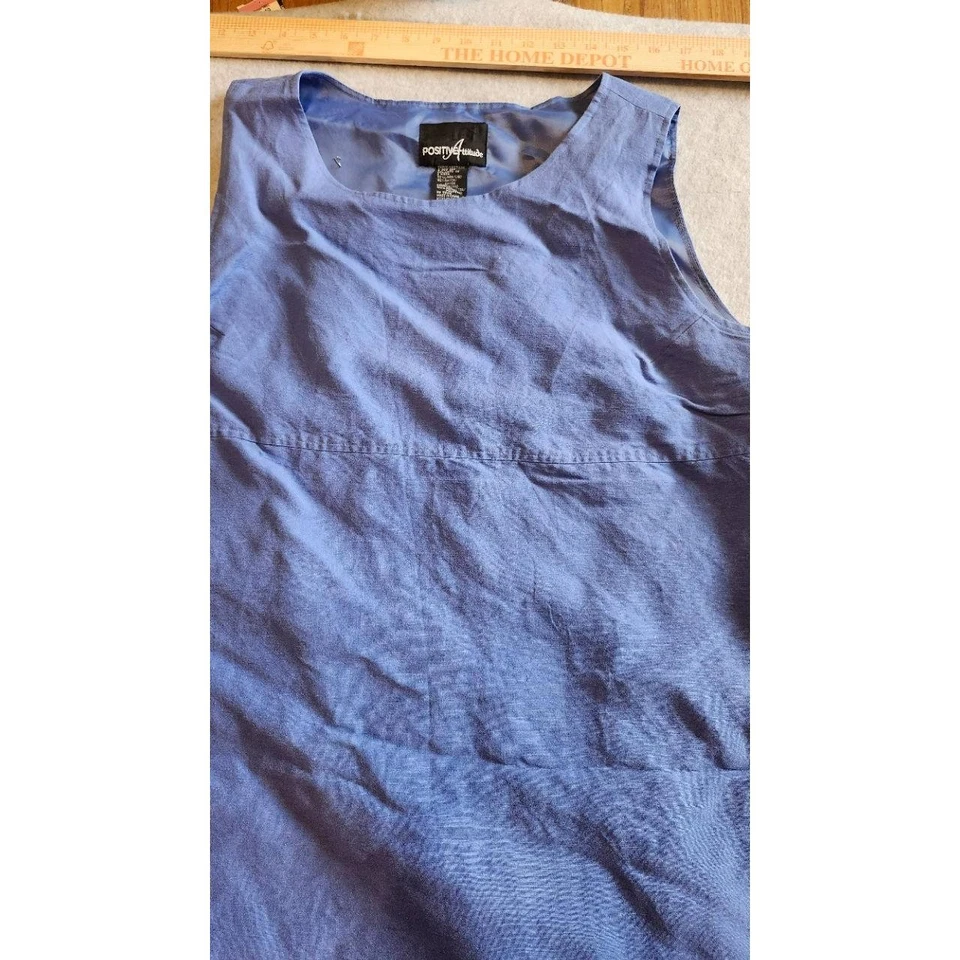 POSITIVE Attitude Women's Dress Size 16 Periwinkle Sleeveless Linen Casual - Image 4 of 4
