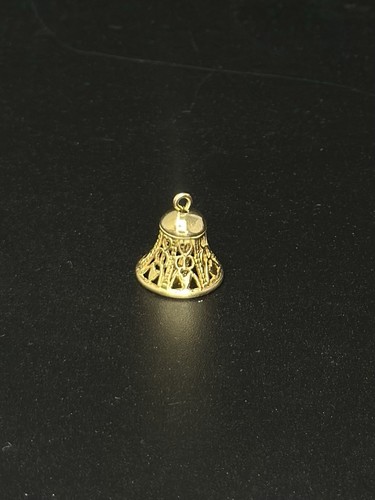 VTG 14K Yellow Gold Ringing Bell Charm Filigree Pendant For Necklace or Chain - Picture 3 of 12