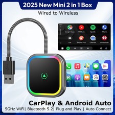 Adattatore Auto 2 in 1 Wireless CarPlay Android Plug & Play USB per iPhone e Android