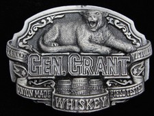 QC11125 VINTAGE 1995  GEN. GRANT WHISKEY  BOOZE PEWTER BELT BUCKLE