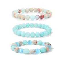 Healing Crystal Bracelets for Women 8mm Natural Stone Beaded Stretch Bracelet Bl