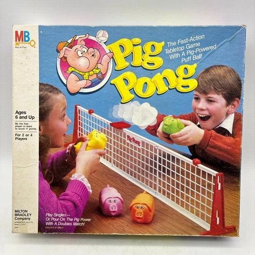 VINTAGE Pig Pong 99% COMPLETE Milton Bradley 1986 Tennis Ping Game Kids Family
