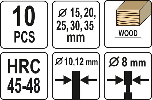 10 Tlg Forstnerbohrer Zapfenschneider Topfbohrer Ausbohr- u. Auffüllsatz 15-35mm - Bild 6 von 8