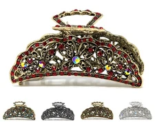 USA woman butterfly 3.25 inch metal rhinestones crystal hair claw clip pin 