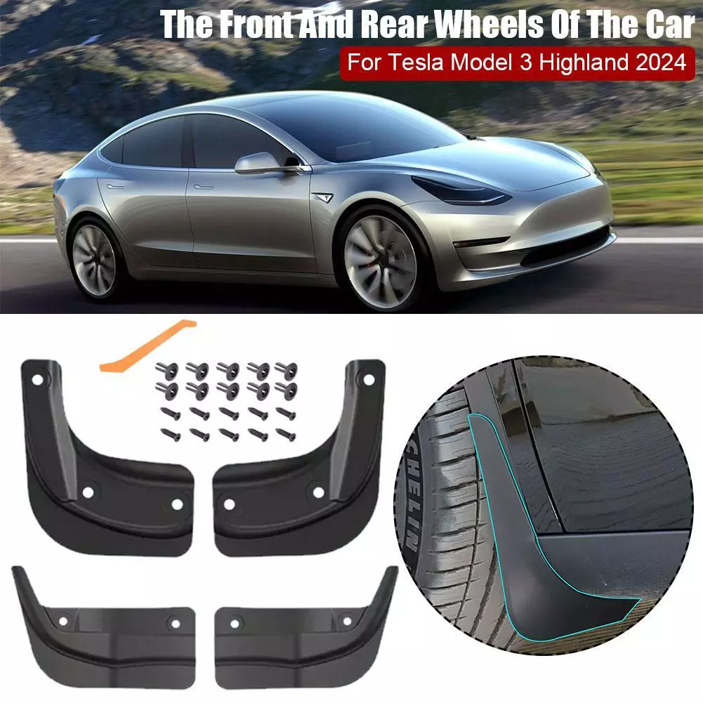 For Tesla Model 3 Highland 2024 Mud Flaps Splash Guards Front