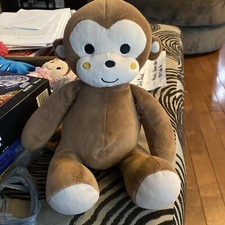 Bedtime Originals Plush Brown Monkey Ollie Pink Cheeks Sewn Eyes Sitting 9"