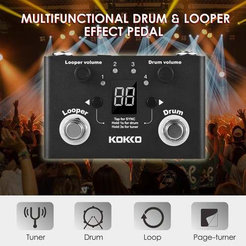 KOKKO Multifunktionales Drum & Looper Effektpedal Tuner Page-Turner O7Q1 - Bild 2 von 8