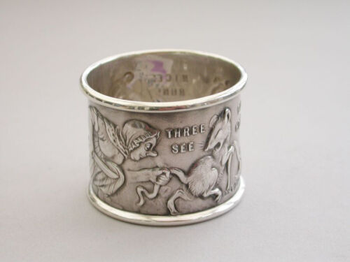 George V Silver Three Blind Mice Nursery Rhyme Napkin Ring. Christening 1911 - Picture 4 of 10