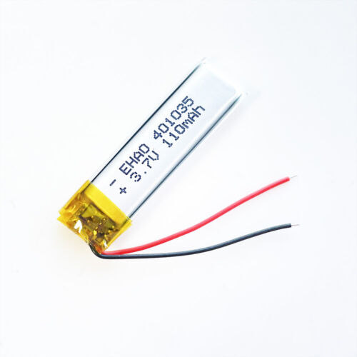 3.7V 110mAh LiPo Li Polymer Rechargeable Battery For Bluetooth Earphone 401035 - Afbeelding 1 van 7