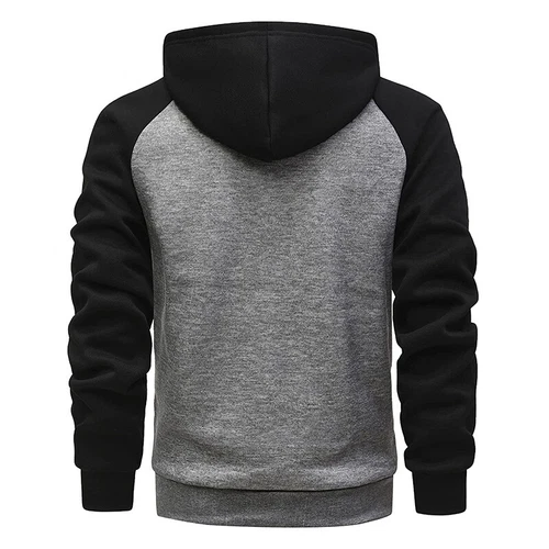 Herren Reißverschluss Hoodie Herbst Winter Sweatshirt Colorblock warme Jacke schwer - Bild 10 von 39