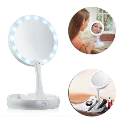 Round Makeup Mirror LED 10X Magnifying Dual Side Vanity Cosmetic Mirror  House | eBay UK
