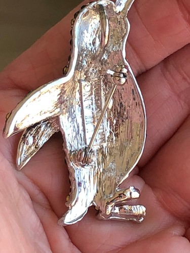 RARE Crystal PENGUIN Pin Brooch animal bird ocean - Picture 3 of 4
