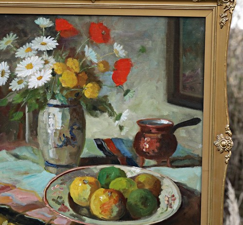 Geerth Edith (1906-1970) - Bodegón con flores y frutos - Cuadro al óleo, marco - Imagen 4 de 6