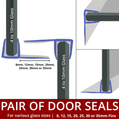 F Shape Shower Seal Strips Vertical Fins Sliding Door Bath Screen 2m Pair F Shape Shower Seal Strips Vertical, Sliding Shower Door Seal Strip