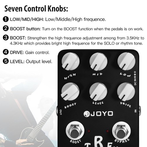 JOYO Heavy Metal Distorsión Guitarra Pedal Efecto 3 Modos para Guitarra Eléctrica - Imagen 6 de 10