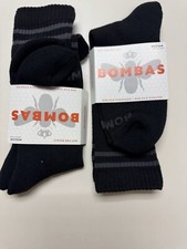 2 Pairs Medium Unisex Bombas Black Grey BNWT Honeycomb Crew