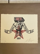 Shepard Fairey Obey Giant Hammer & Fist Art Print Letterpress Signed Limited and