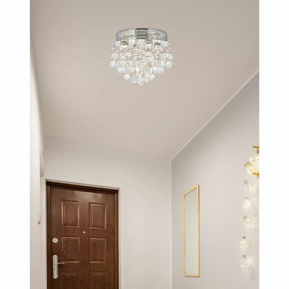 Cristal cromado montaje empotrado 4 luces vestíbulo pasillo sala o comedor iluminación Foto 2 de 4