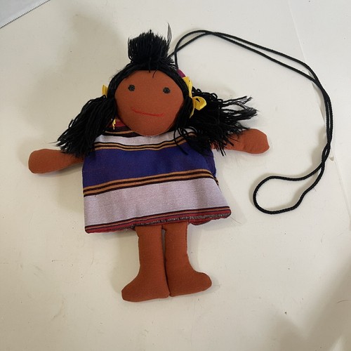 9” African American Doll Crossbody Pouch Bag Draw Strings Purse - Picture 5 of 5