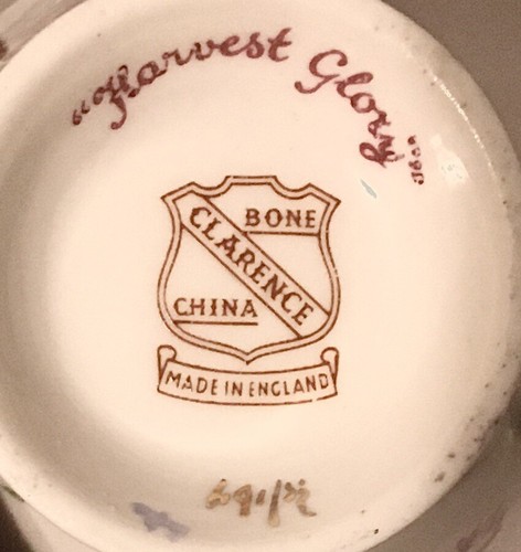 Vtg Clarence English Bone China Tea Cup Saucer Harvest Glory Blue Floral Footed - Picture 8 of 9