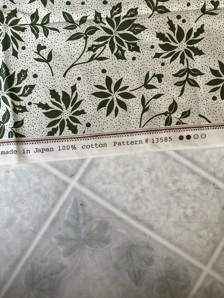 1/2 yard Olive Poinsettias Cream Cotton Moda French General Fa-La-La M8409 13585 - Image 4 of 4