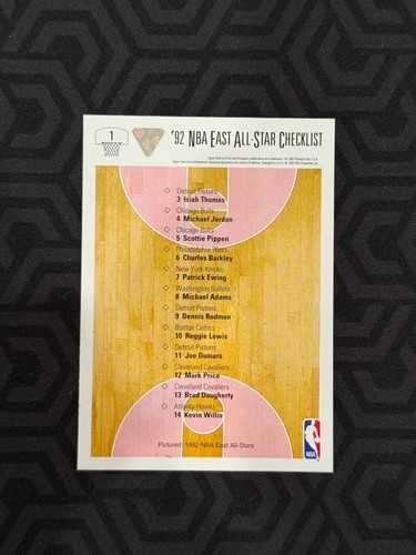 1992-93 Upper Deck - East All Star Checklist Michael Jordan #1, SPANISH RARE - Picture 2 of 2