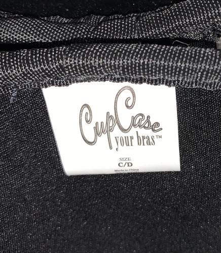 Cup Case Your Bra Travel & Storage Protection Black Zipper Sz C/D Hanging Handle - Picture 6 of 7