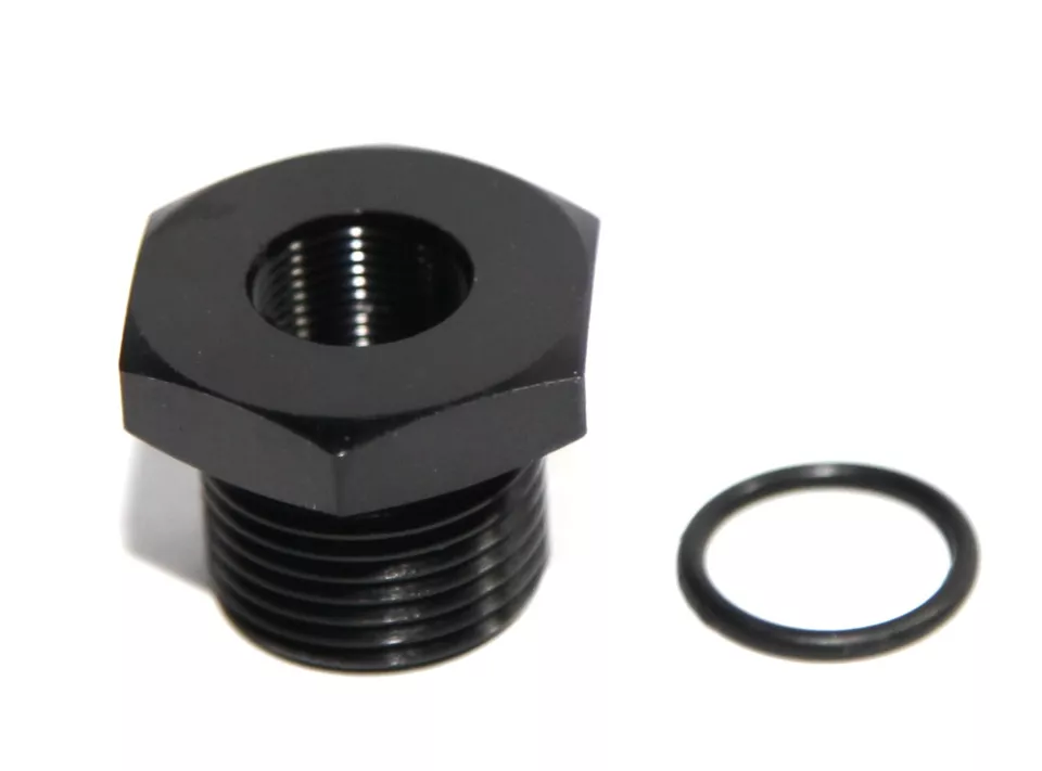 Adaptador de filtro de aceite roscado automotriz 1/2-28 a 3/16-16 T6061 aluminio anodizado Foto 3 de 4