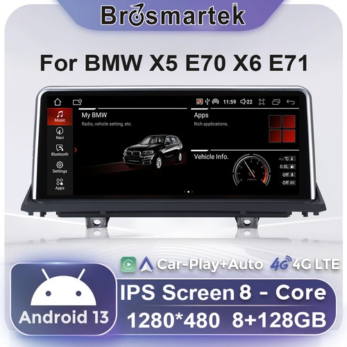 Apple CarPlay für BMW X5 E70 X6 E71 CIC Android 14 Autoradio DAB+ 128GB GPS DAB+ - Bild 1 von 15