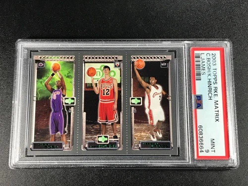 LEBRON JAMES 2003 TOPPS MATRIX ROOKIE CARD RC PSA 9 W/ BOSH HINRICH NBA