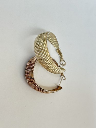 Vintage Sterling Silver Textured Hoop Earrings Chunky E2 - Picture 2 of 5
