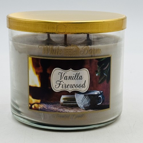 White Barn VANILLA FIREWOOD Large 3-Wick Scented Candle Bath & Body Retired