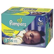 Pampers Swaddlers Overnights Disposable Baby Diapers, Size 3 - 66 Count
