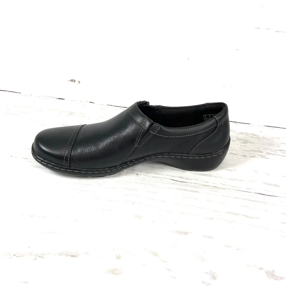 Clarks Collection Zapatos Mujer’s 8M Negro Mocasines Cuero Guijarro Talla Cremallera Foto 4 de 4