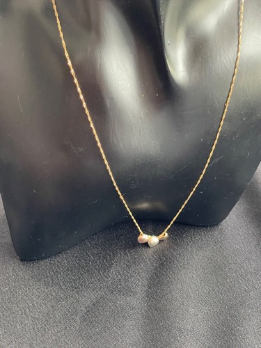 9K Gold Singapore Chain Necklace with 3 Hearts Yellow, Rose & White Gold, Italy - Picture 6 of 6